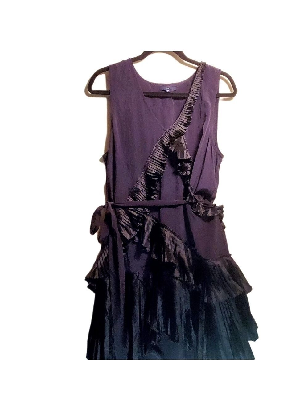 GAP Lil' Black Dress with Pleated Ruffles Tie at Waist Size 14